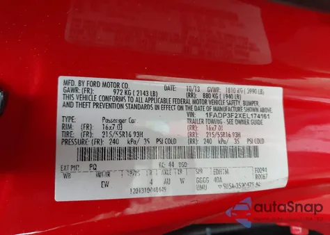 2014 Ford Focus Se from USA, damaged, VIN 1FADP3F2XEL174161